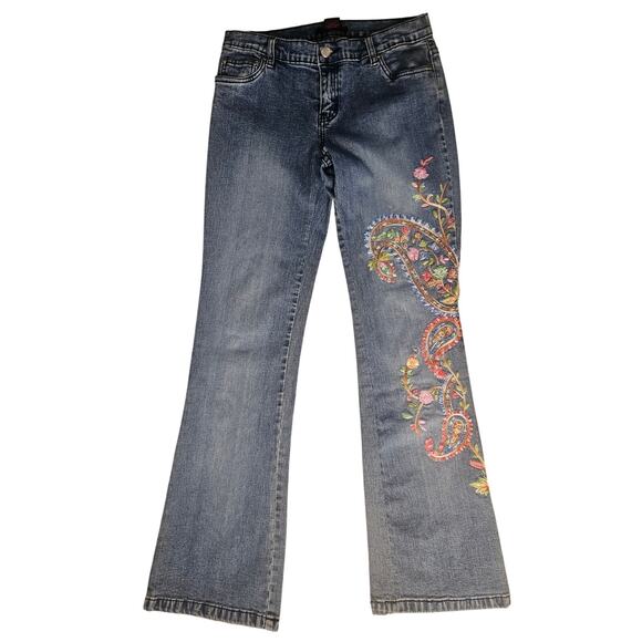 Vintage Willi Smith Paisley Jeans Embroidered Y2K Bootcut Sz 10 - Picture 2 of 8